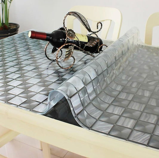 Tischfolie Tischdecke Schutzfolie mit Muster 1.5mm Transparent Klar Weich-PVC