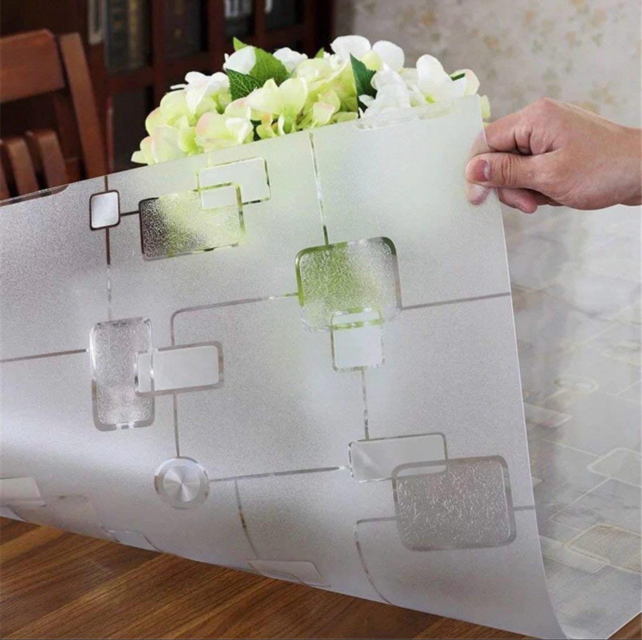 Tischfolie1.5mmTischdeckeTransparent weich mit musterTischschutzTischmatte PVC