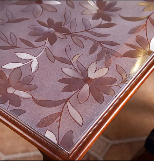 Tischfolie Tischdecke Schutzfolie mit Muster 1.5mm Transparent Klar Weich-PVC