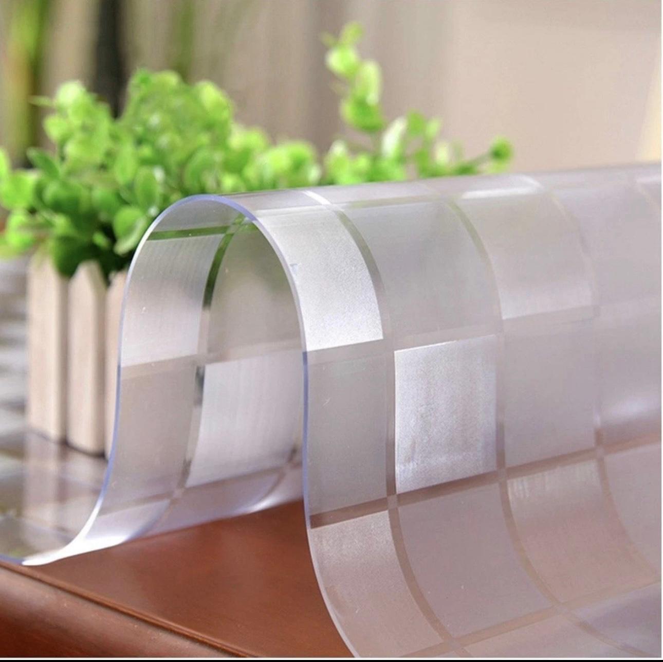 Tischfolie Tischdecke Schutzfolie mit Muster 1.5mm Transparent Klar Weich-PVC