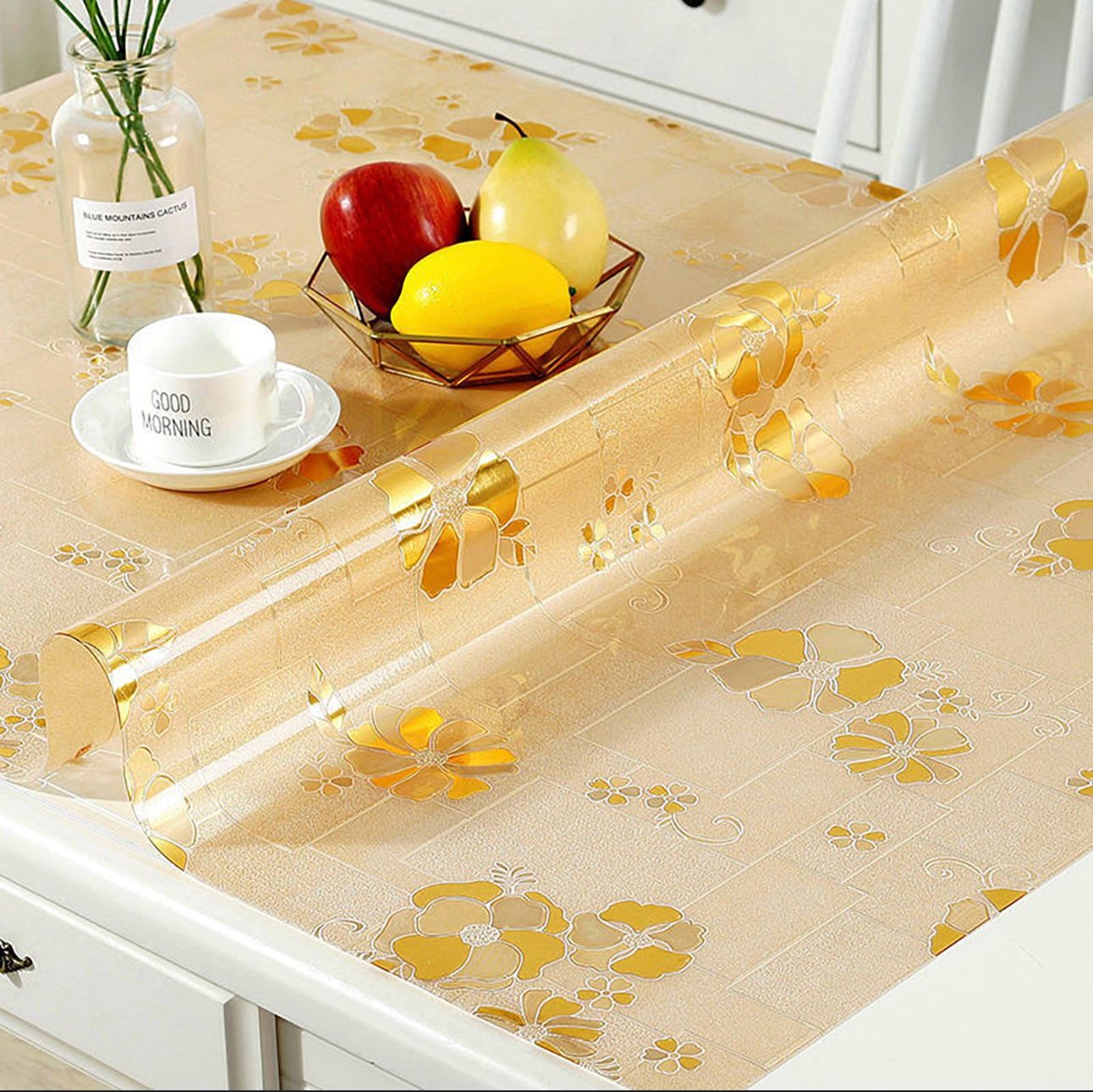 Tischfolie Tischdecke Schutzfolie mit Muster 1.5mm Transparent Klar Weich-PVC