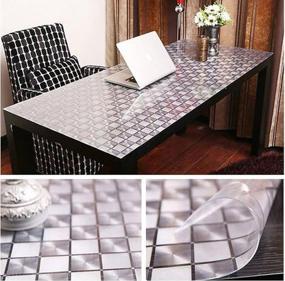Tischfolie Tischdecke Schutzfolie mit Muster 1.5mm Transparent Klar Weich-PVC